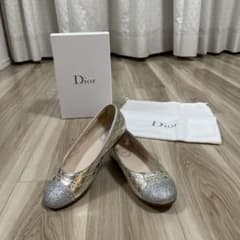 Baby Dior Gold x Silver Ballerina Shoes, Size 34 (22cm)
