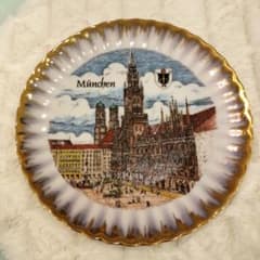 ドイツ飾り皿絵皿ミュンヘン市庁舎★ヴィンテージ★レトロ直径約19.3cmお土産のサムネイル