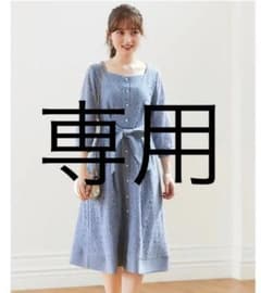 ウエストりぼん付きパール装飾フラワーレースワンピースのサムネイル