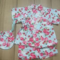 甚平 90 女の子 レース いちご さくらんぼのサムネイル