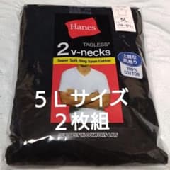 ②Hanes　ヘインズ　メンズ　Ｔシャツ　ブラック　２枚組　５Ｌサイズのサムネイル