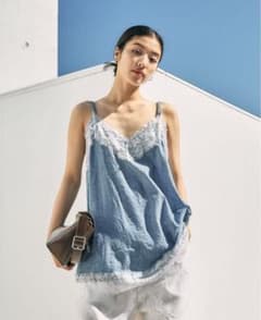 レプシィム＜高橋愛さん着用アイテム） AIRデニムレースキャミチュニックブラック 高橋愛さん着用アイテム》AIRデニムレースキャミチュニック ケミカル