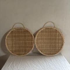 竹ザル丸型ざる 中型 持ち手付き2コセット