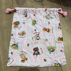 アンパンマン 給食袋 巾着袋 ピンク チェックのサムネイル