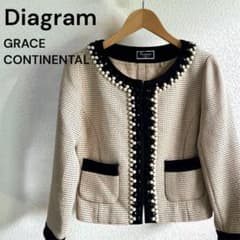 Diagram ツイードジャケット 36 ノーカラー パール ビジューのサムネイル