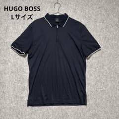 ♦︎極美品☆HUGO BOSS ハーフジップ半袖ポロシャツ　ゴルフ　L ネイビーのサムネイル