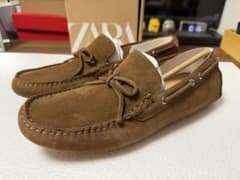 新品 ZARA サイズ41 スエード デッキシューズ ブラウン - メルカリ
