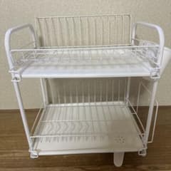 ホワイト スチール製 2段ラックのサムネイル