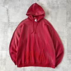 一点物Boro 鬼フェード ボロ パーカー 無地 褪色 赤 サンフェード XL