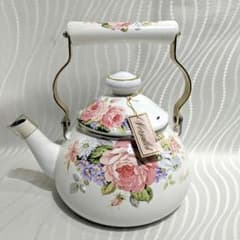 未使用】EJIRYエジリー ホーローケトルやかん 2.3L ベルサイユローズ柄