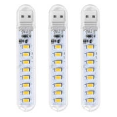 USB LEDライト 3個入 8灯 暖色 小型照明用;L11133;のサムネイル