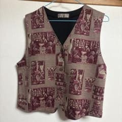 G.R.A.Y ベスト ジレ 総柄 前開き レトロ アート - メルカリ