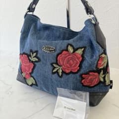 極美品 未使用級 Think Bee! 薔薇刺繍 デニム ワンショルダーバッグのサムネイル