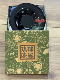 琉球漆器 菓子皿 5枚セット ハイビスカス柄のサムネイル