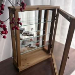 Glass display case, showcase with mirror, antique style.