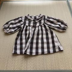 チェック柄 ブラウス 丸襟 さくらんぼ刺繍のサムネイル