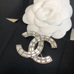 シャネル　スクエア　ラインストーン　ブローチ