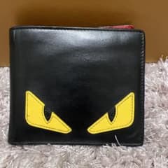 FENDI フェンディ モンスター 二つ折り財布 ブラック バグズアイ