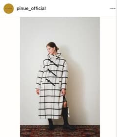 pinue ピヌエ　ロングダッフルコート　check チェック　M pinue】新品未使用ロングダッフルコート(チェック) - メルカリ