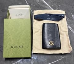 GUCCI ６連 キーケース GGマーモント ダブルG カーフレザー ブラック