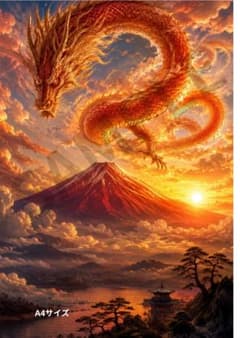 赤龍 富士山 開運アート 勝運守護 A4サイズ額縁無し - メルカリ