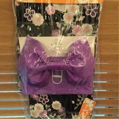 新品☆浴衣セット☆黒地に桜☆帯と下駄付きのサムネイル