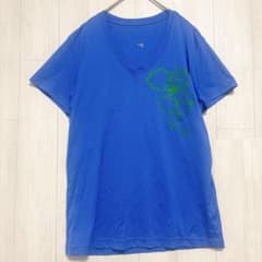 リーボック Vネック 半袖Tシャツ 花柄 L 青 ポリエステル 普段着