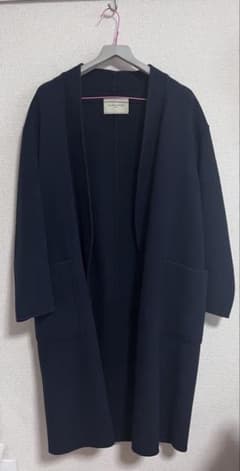 お値下げ）UNITED ARROWS ノーカラー コート ネイビー ウール 冬