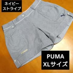 PUMA Women's Golf Shorts, Navy Stripe, Size XL