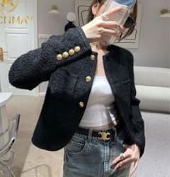 ノーカラージャケット　ブラックのサムネイル