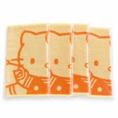 ハローキティ タオル 10枚セット　昭和　レトロ ハローキティ ウォッシュタオル 4枚セット オレンジ - メルカリ