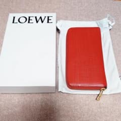LOEWE 長財布 赤 レザー - メルカリ