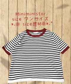 レディース トップス 半袖ニット ボーダー 赤 黒 ワンサイズ （サイズ感M）