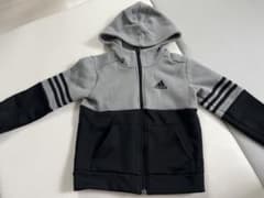 adidas キッズ ジップアップパーカー グレー ブラックのサムネイル