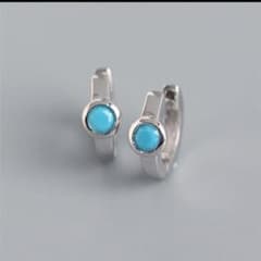 X469 ピアス レディース フープ トルコ石 ターコイズ シルバー ブルー