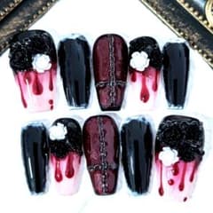 ゴシック ネイルチップ パンクロック 赤黒ネイル - メルカリ