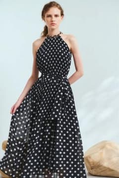 Estella.K ドットワンピース　水玉ハイネック ドレス Estella.K ドットワンピース 水玉ハイネック ドレス - メルカリ
