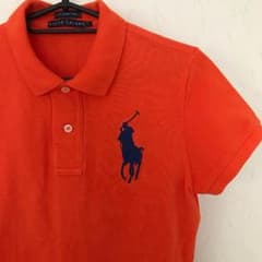 美品✨【Ralph Lauren】ビッグロゴ刺繍 ポロシャツ  L 橙のサムネイル