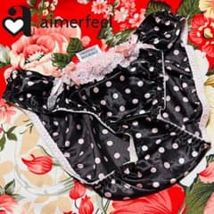 ☆aimerfeel☆水玉サテンショーツ☆ドット柄パンツ下着☆ピンクレースM