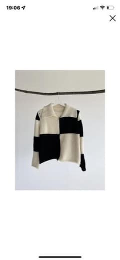 the .cona  ZIP UP BLOCK CHECK KNIT TOPのサムネイル