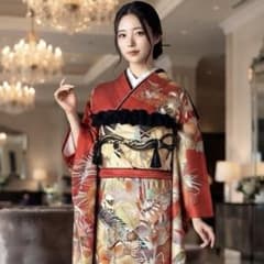 振袖フルセット(7点)成人式 結婚式 古典柄・駒刺繍・刺繍・鴛鴦・菊