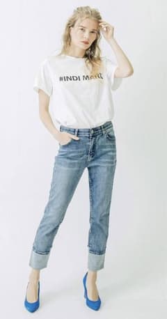インディマーク折り返し風デザインボーイフレンドデニム2本セット美品のサムネイル