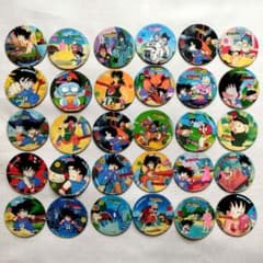 ①昭和レトロ 当時物 30枚 ドラゴンボール 孫悟空 少年編 メンコ 丸