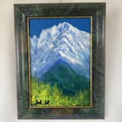 風景 油彩画 青と緑のグラデーション 肉筆 山の風景 油彩画 絵画 美術品 槍ヶ岳 インテリア 風景画 - メルカリ
