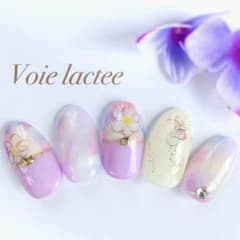 #34 春ネイル♡タイダイ♡フラワーネイル ベリーショート他各種サイズ変更可のサムネイル