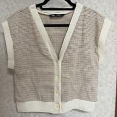 ZARA チェック柄 ニットベスト Sのサムネイル