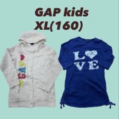 GAP パーカー ホワイトキッズ160 半袖 七分袖 Tシャツブルー　まとめ売りのサムネイル