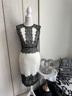 TADASHI SHOJI ノースリーブワンピース ホワイト×ブラック 0 - メルカリ