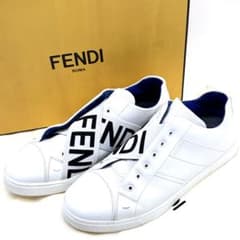 美品】 フェンディ ロゴバンド スニーカー 25cm スリッポン サイドロゴ