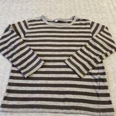 無印良品　クルーネック長袖Tシャツ110 チャコールグレー×グレーのサムネイル